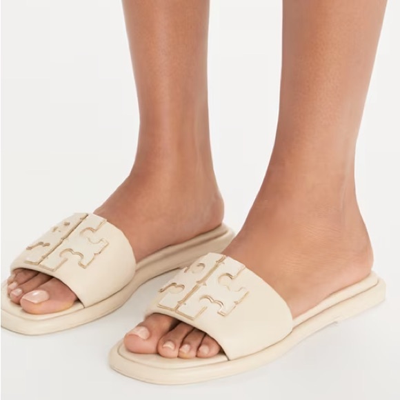 Tory Burch Shoes - Tory burch double t leather sport slides sandals dulce de leche gold NEW